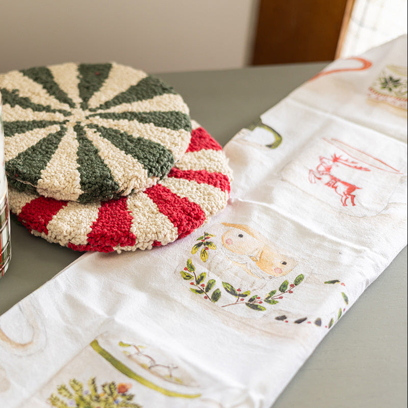 Watercolor Christmas Mugs Tea Towel