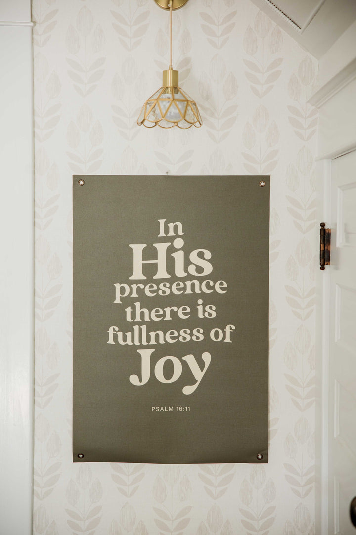 In His Presence | Canvas Banner – Joyfully Said