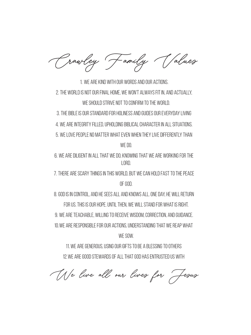 Family Values | Personalized