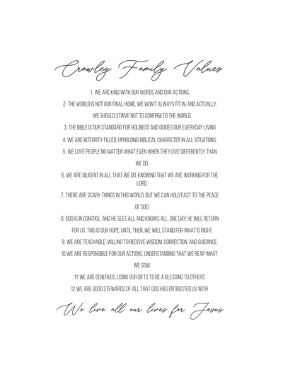 Family Values | Personalized