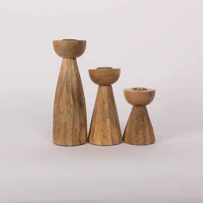 Winifred Mango Wood Candlestick Set