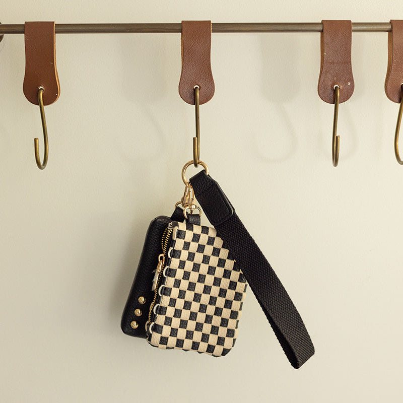 Woven Checkered Dual Wristlet | 3 Colors