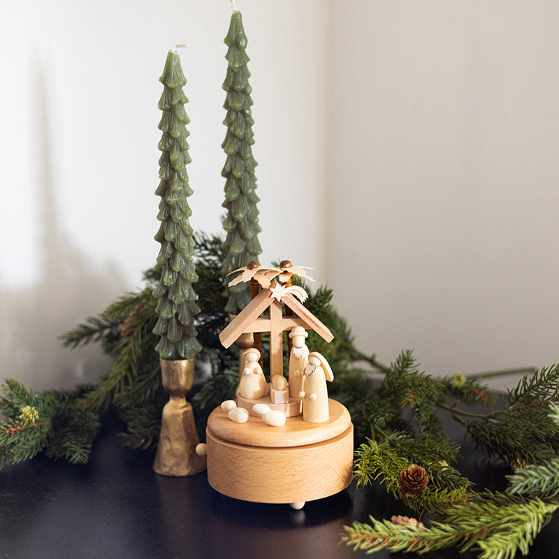 Wooden Wind Up Nativity Box