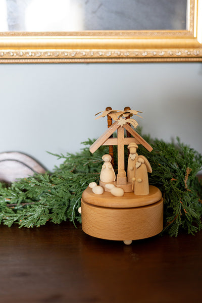 Wooden Wind Up Nativity Box