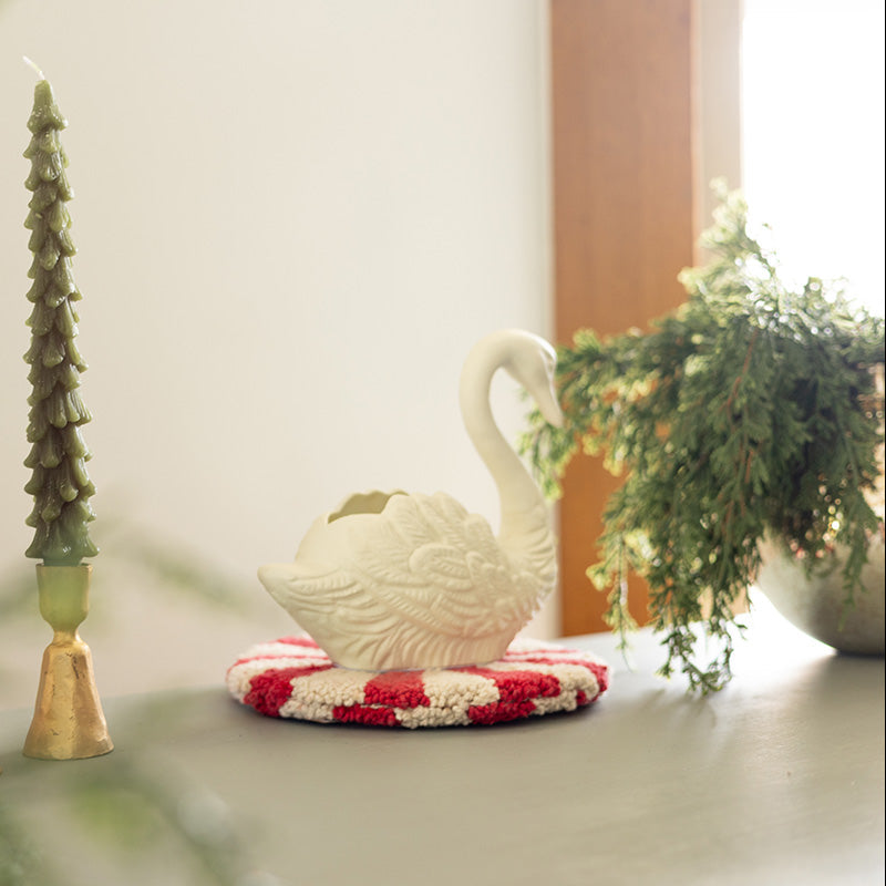 Vintage-Inspired Cast Iron Swan Container