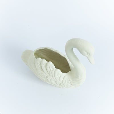 Vintage-Inspired Cast Iron Swan Container