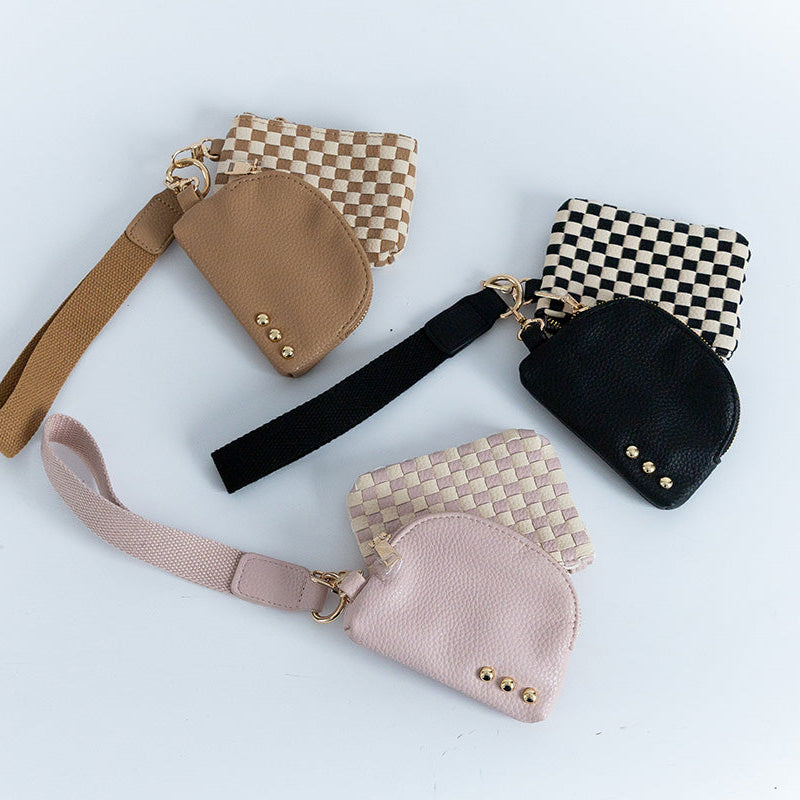 Woven Checkered Dual Wristlet | 3 Colors
