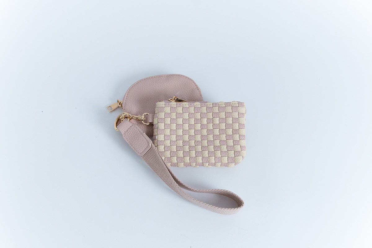 Woven Checkered Dual Wristlet | 3 Colors