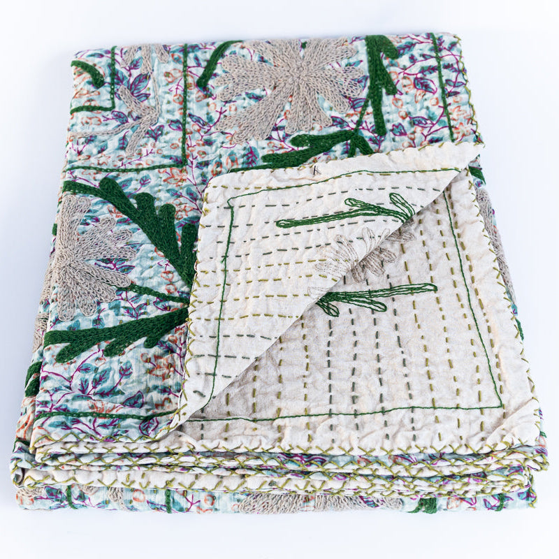 HO HO HO Hand-Embroidered Throw