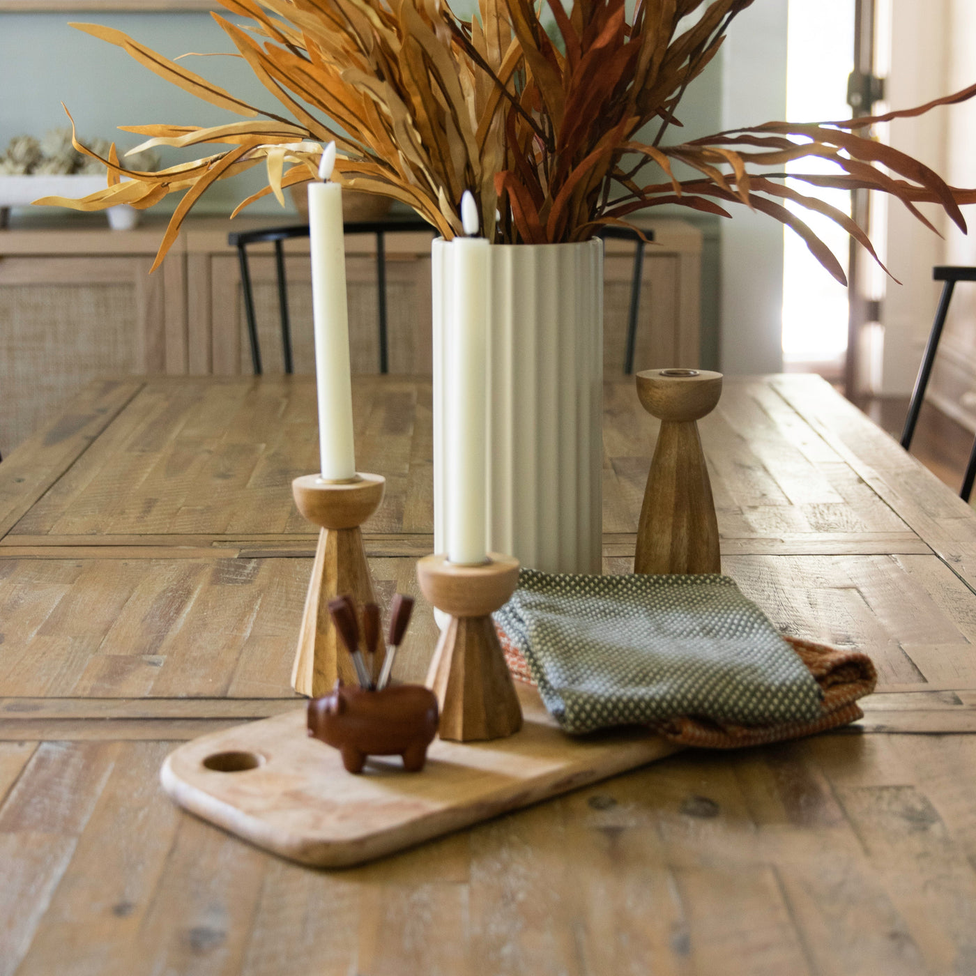 Winifred Mango Wood Candlestick Set