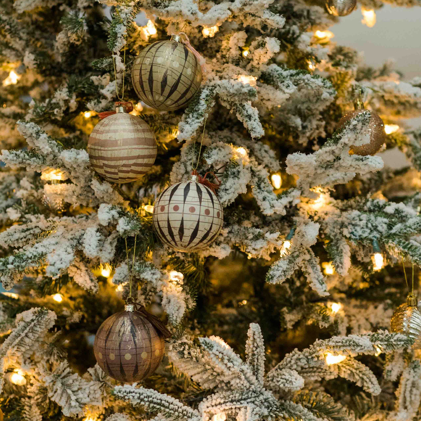 Paper Mache Ball Ornaments | Set of 4