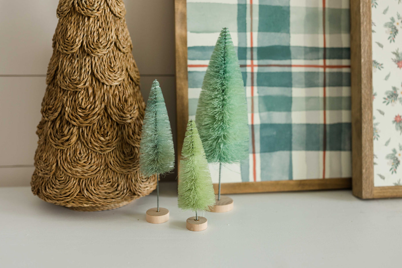 Green Bottle Brush Trees | Set of 6