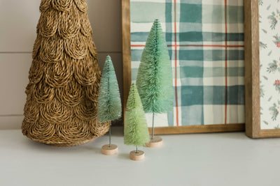 Green Bottle Brush Trees | Set of 6