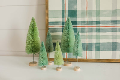 Green Bottle Brush Trees | Set of 6
