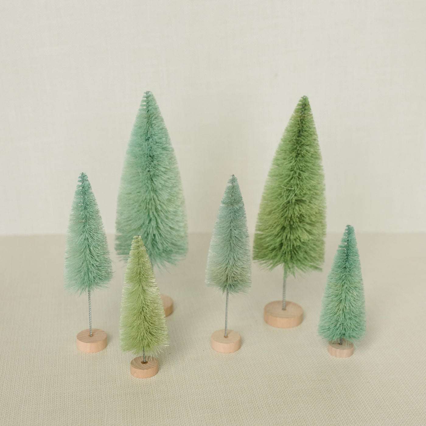 Green Bottle Brush Trees | Set of 6