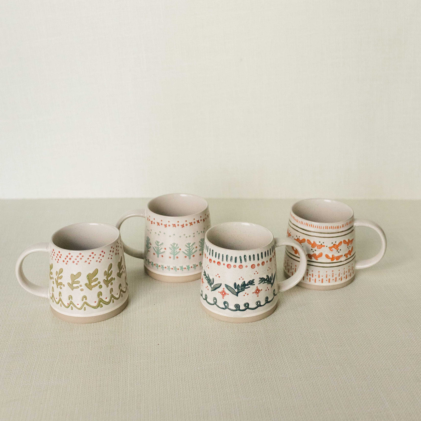 Hand Stamped Holiday Mugs | 4 Styles