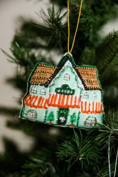 Beaded Cotton House Ornaments | Set of 4