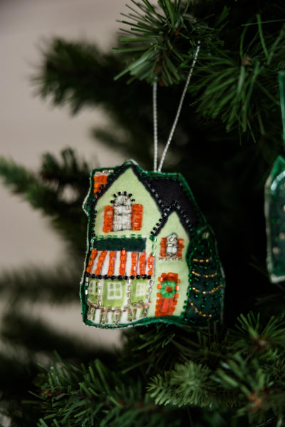 Beaded Cotton House Ornaments | Set of 4