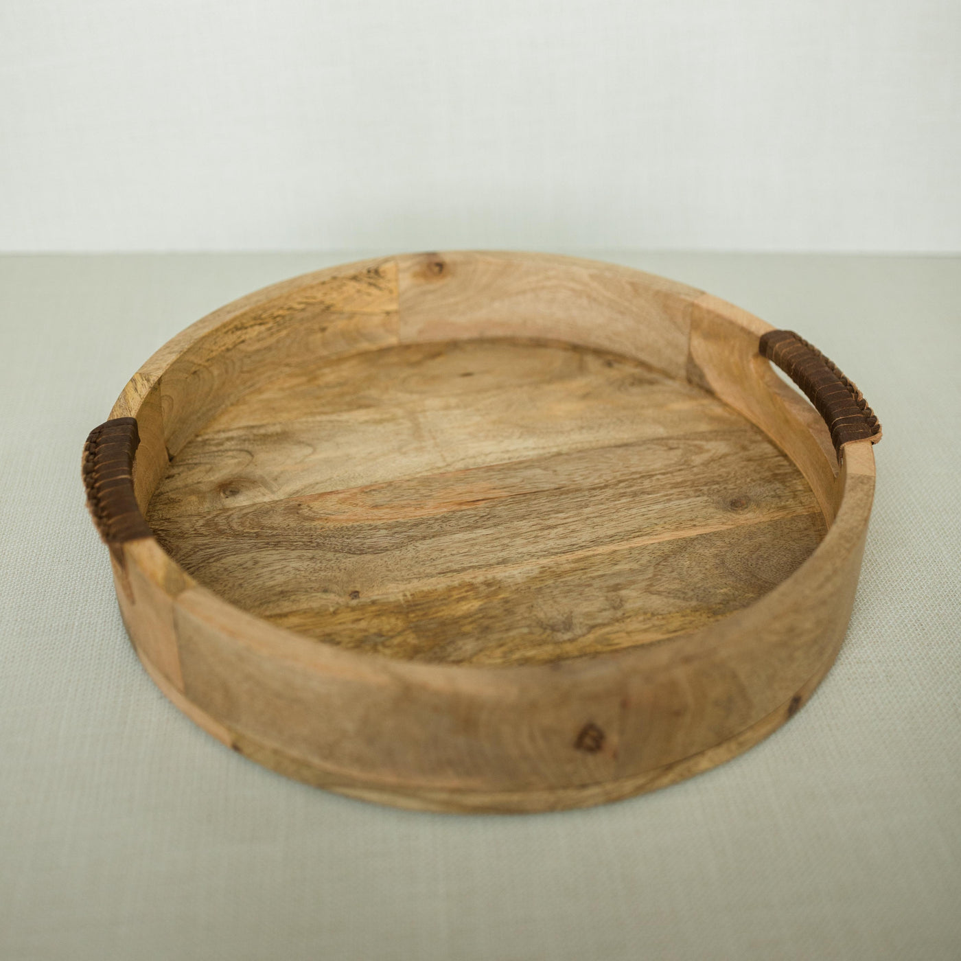 Wrapped Handle Wooden Tray