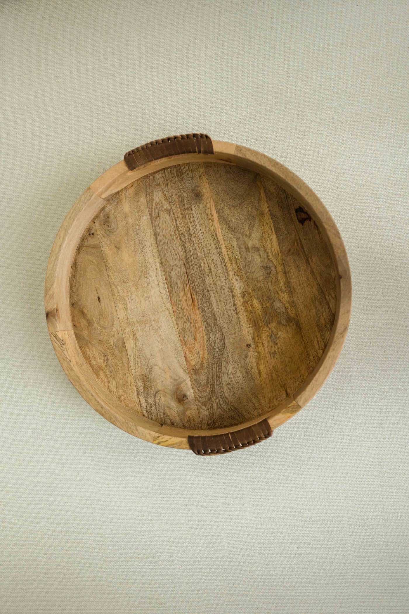 Wrapped Handle Wooden Tray