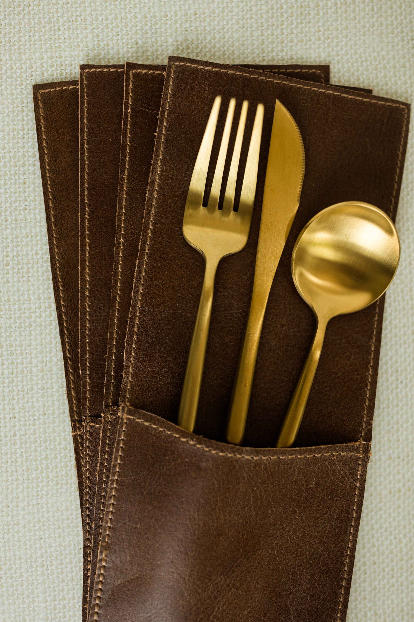 Leather Cutlery Holder | Set of 4