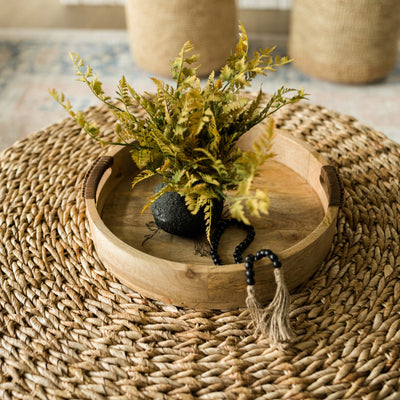 Wrapped Handle Wooden Tray