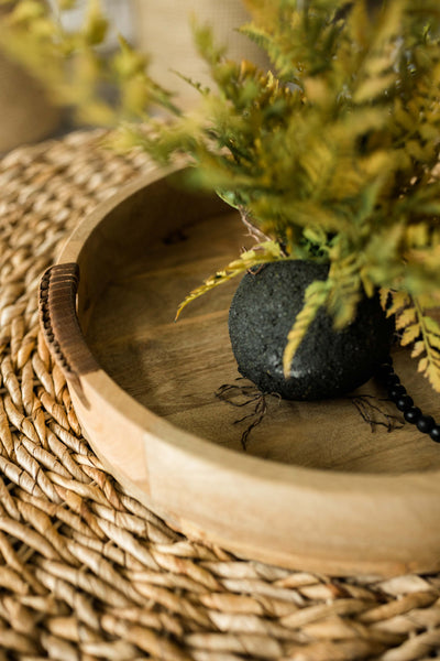 Wrapped Handle Wooden Tray