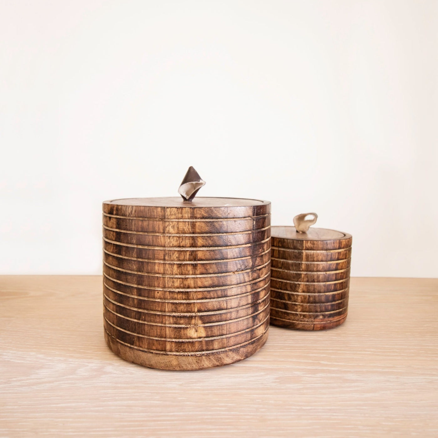 Carved Wooden Jar + Lid | 2 Sizes