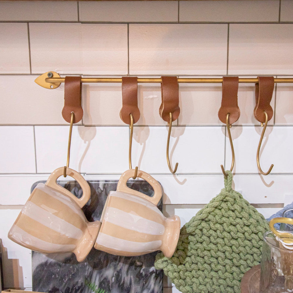 Wall Bar with Leather Accent Hooks
