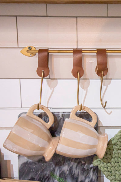 Wall Bar with Leather Accent Hooks