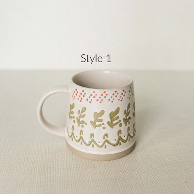 Hand Stamped Holiday Mugs | 4 Styles