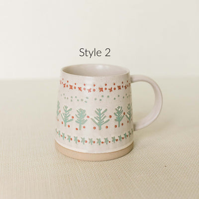 Hand Stamped Holiday Mugs | 4 Styles