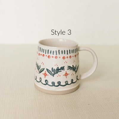 Hand Stamped Holiday Mugs | 4 Styles