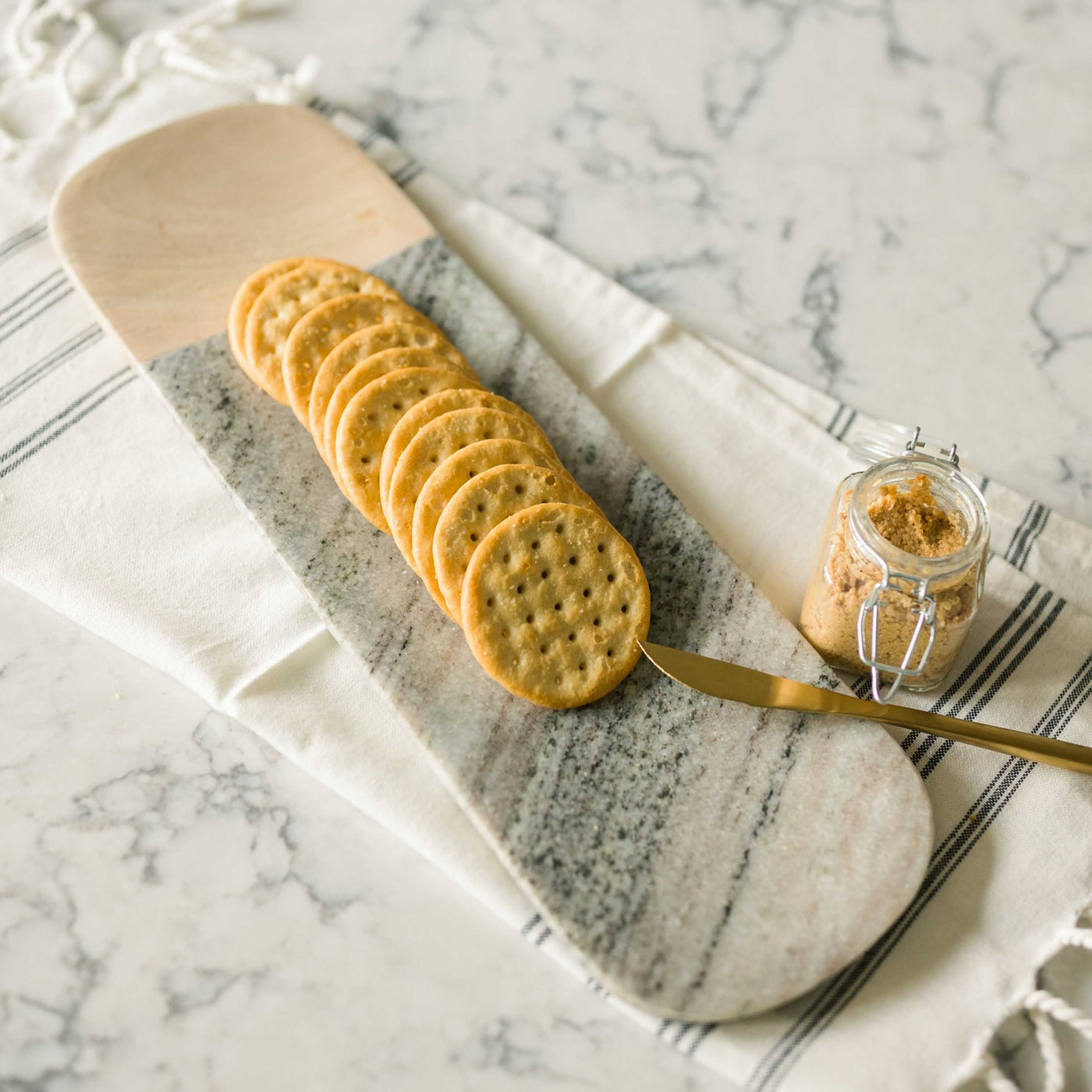 Marble + Wood Serving Board
