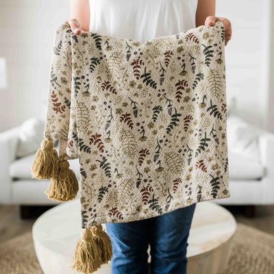 Printed Cotton Floral Throw