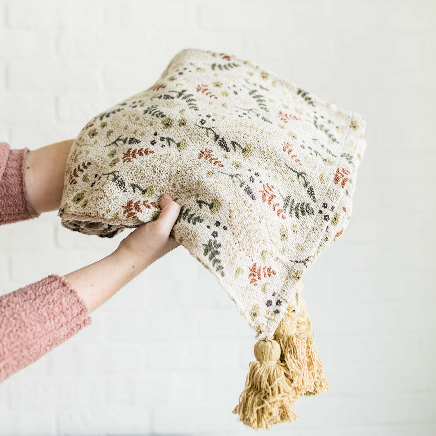Printed Cotton Floral Throw