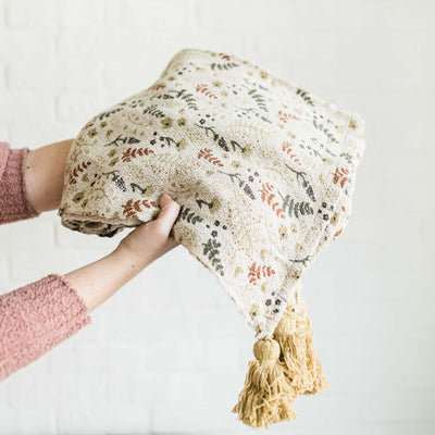 Printed Cotton Floral Throw