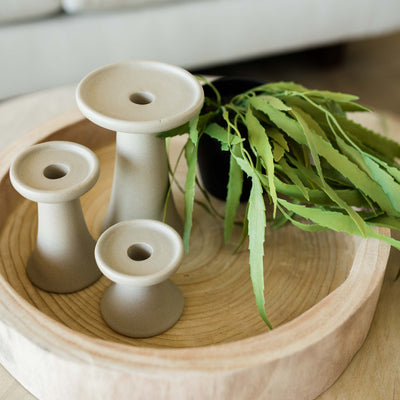 Matte Gray Candle Holder | 3 Sizes