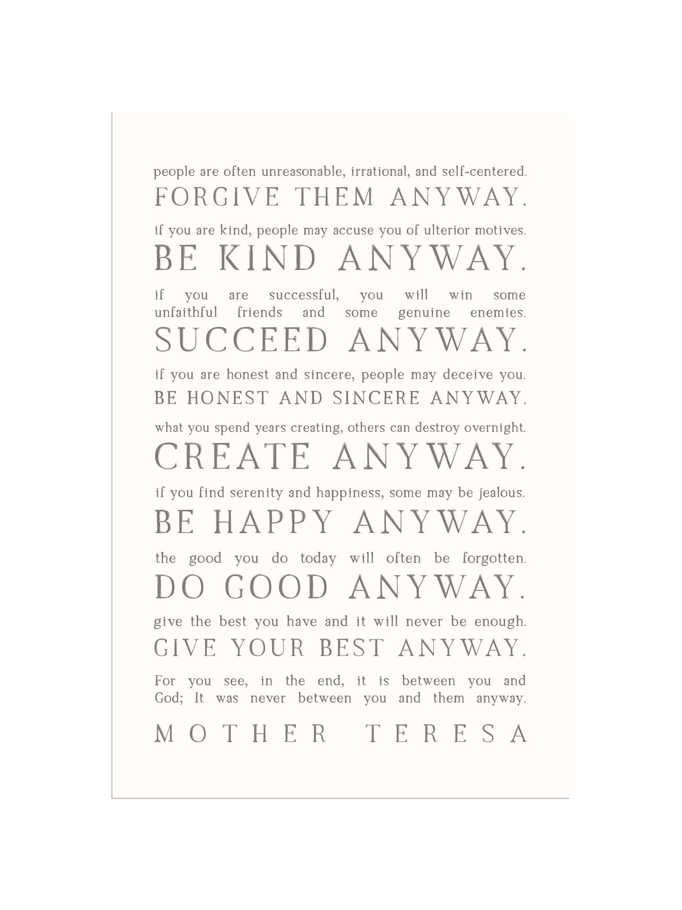 Love Them Anyway | Mother Teresa