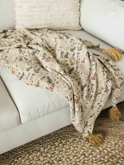 Printed Cotton Floral Throw