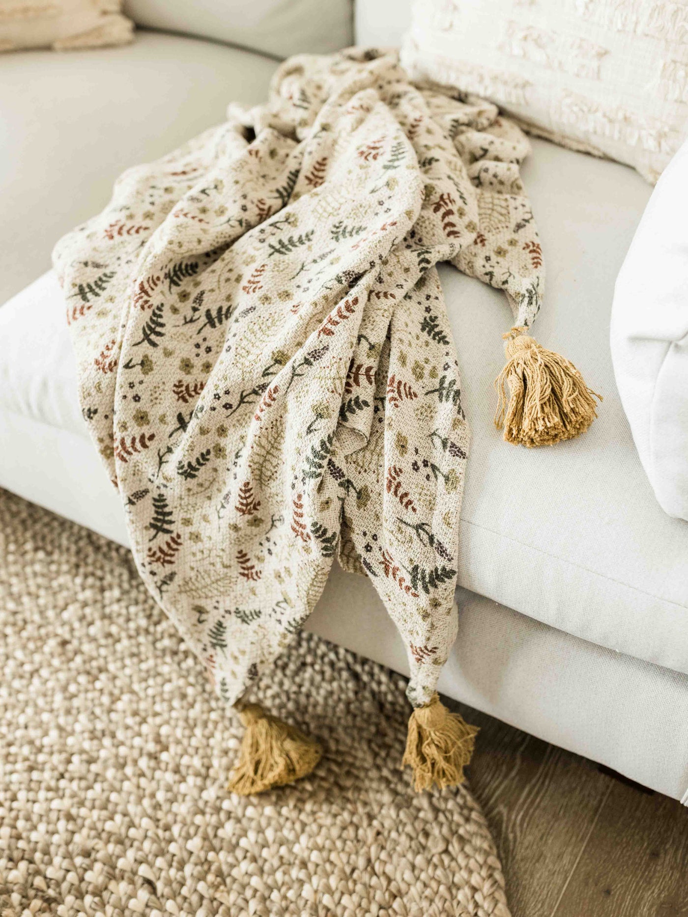 Printed Cotton Floral Throw