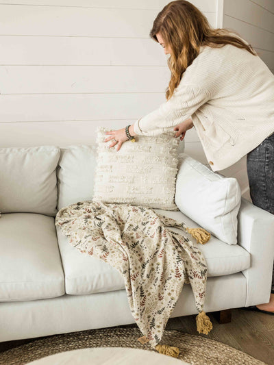 Printed Cotton Floral Throw